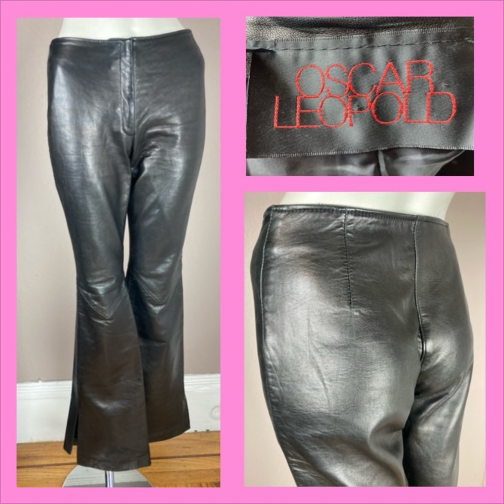 Oscar Leopold Black Lambskin Leather Pants